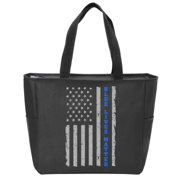 Blue Lives Matter Vintage Flag Zip Tote Bag