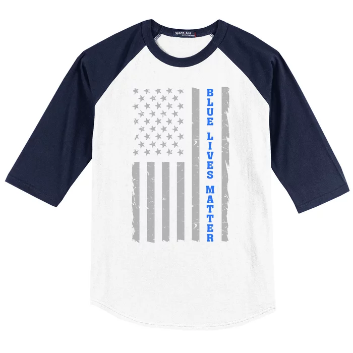 Blue Lives Matter Vintage Flag Baseball Sleeve Shirt