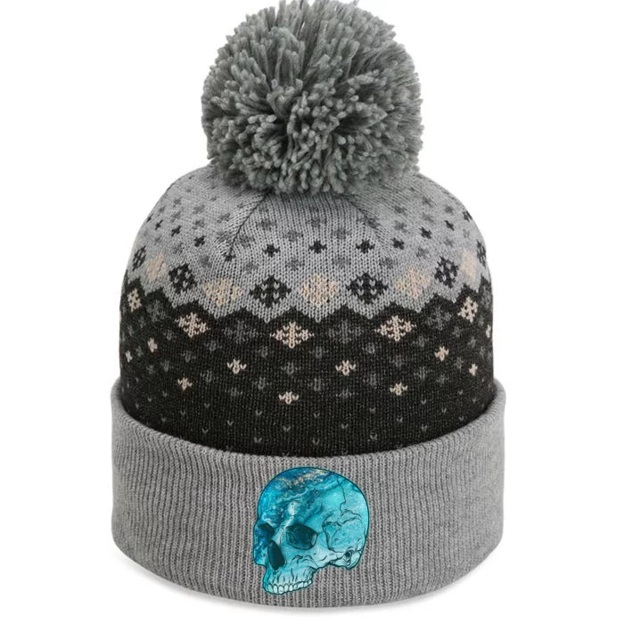 Blue Marble Patterned Skull The Baniff Cuffed Pom Beanie