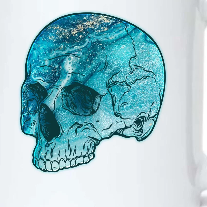 Blue Marble Patterned Skull Black Color Changing Mug