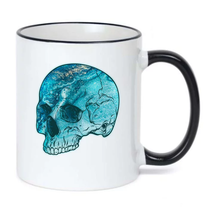 Blue Marble Patterned Skull Black Color Changing Mug