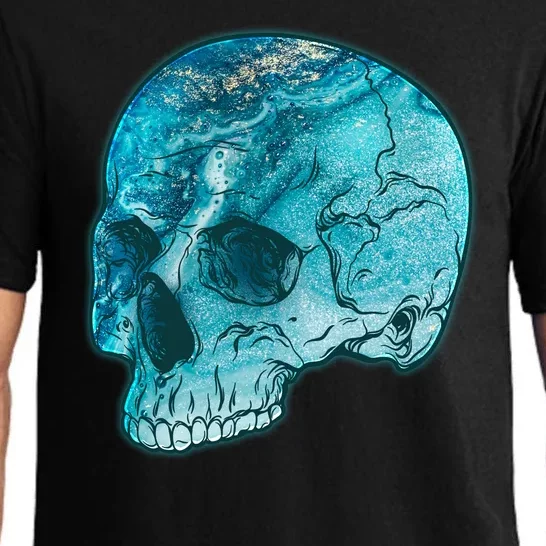 Blue Marble Patterned Skull Pajama Set