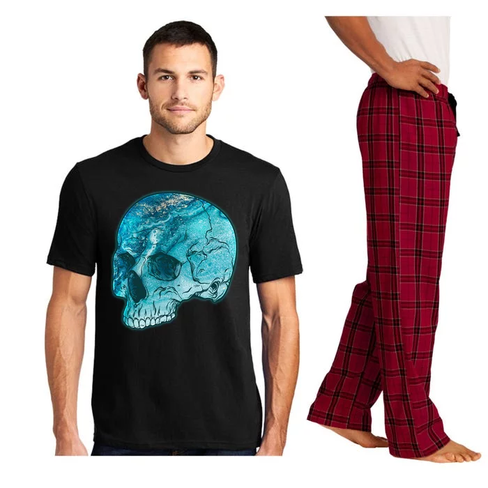 Blue Marble Patterned Skull Pajama Set