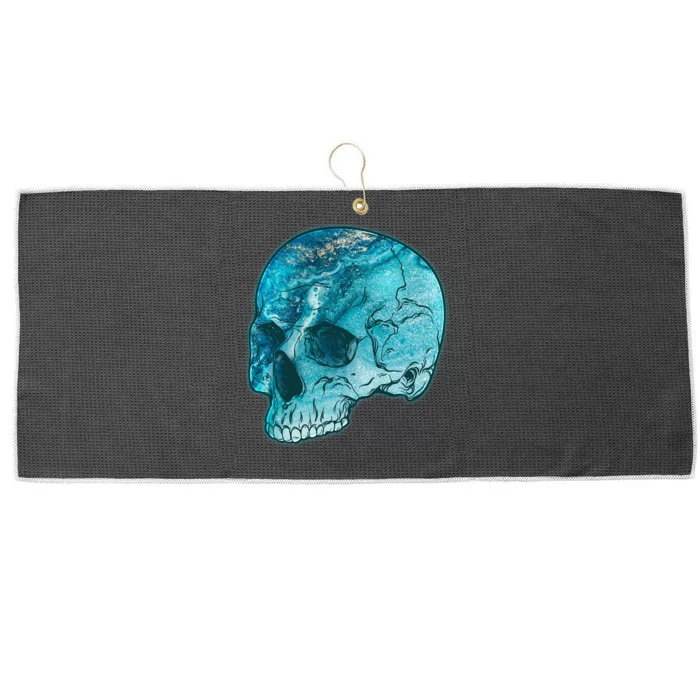 Blue Marble Patterned Skull Large Microfiber Waffle Golf Towel