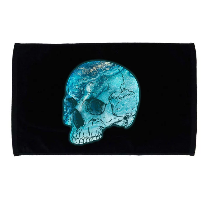 Blue Marble Patterned Skull Microfiber Hand Towel