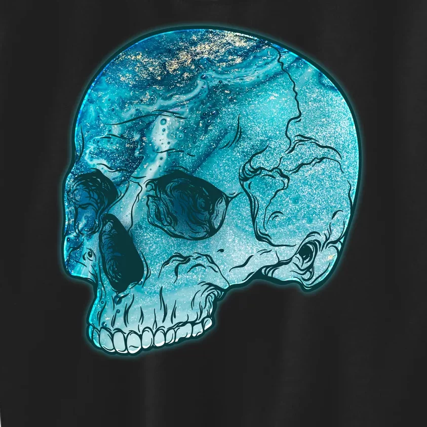 Blue Marble Patterned Skull Kids Sweatshirt