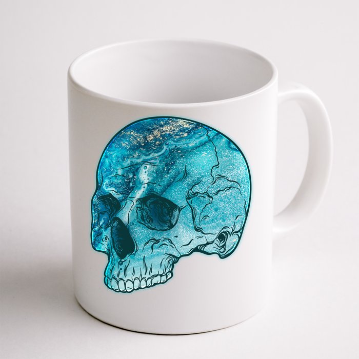 Blue Marble Patterned Skull Front & Back Coffee Mug