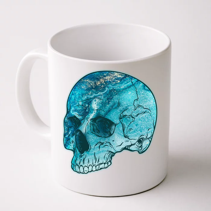 Blue Marble Patterned Skull Front & Back Coffee Mug