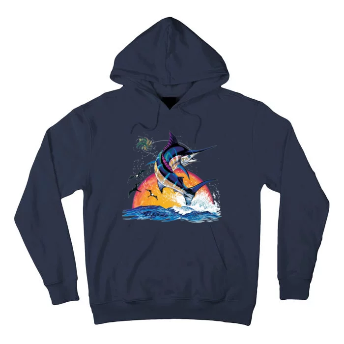 Blue Marlin Fish Sunset Tall Hoodie