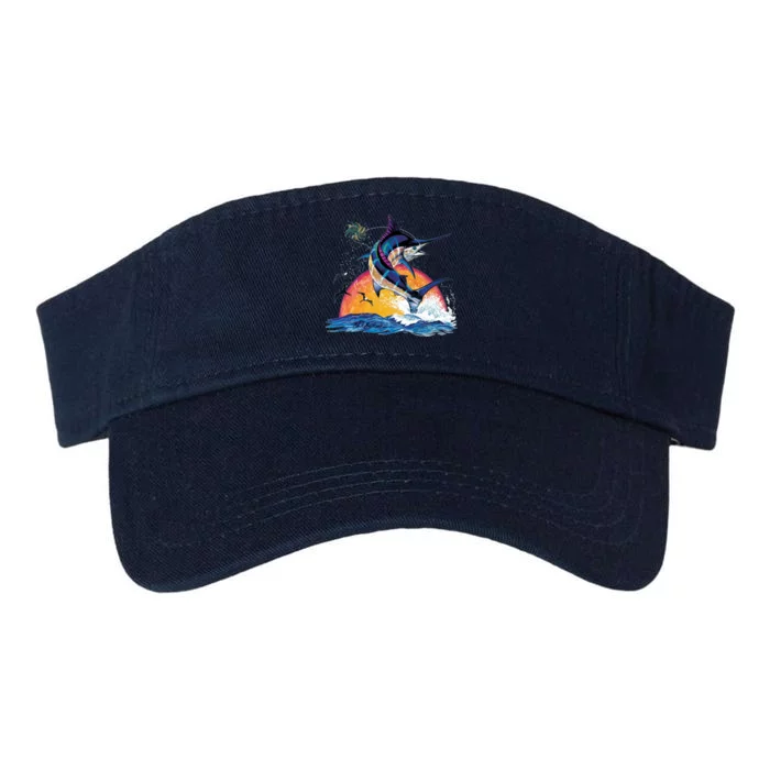 Blue Marlin Fish Sunset Valucap Bio-Washed Visor