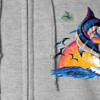 Blue Marlin Fish Sunset Full Zip Hoodie