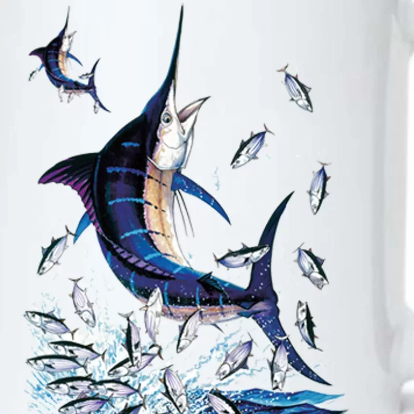 Blue Marlin Fishing Black Color Changing Mug