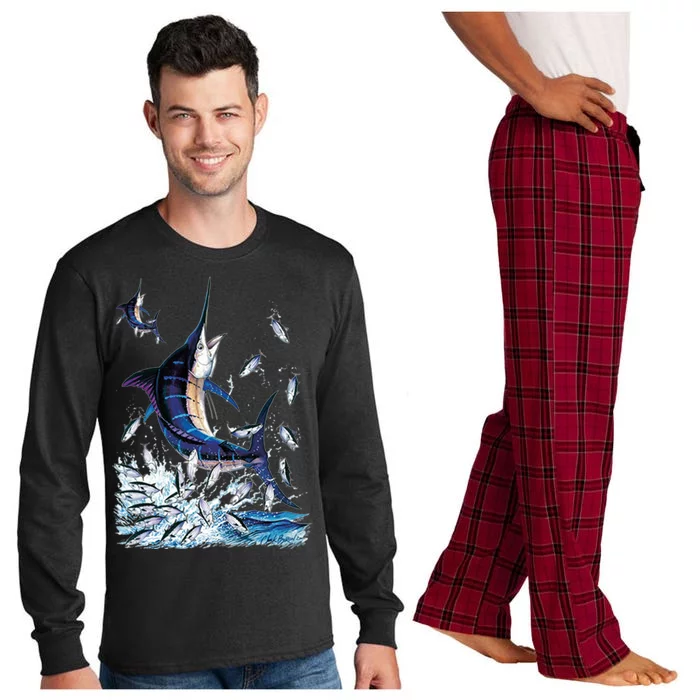 Blue Marlin Fishing Long Sleeve Pajama Set