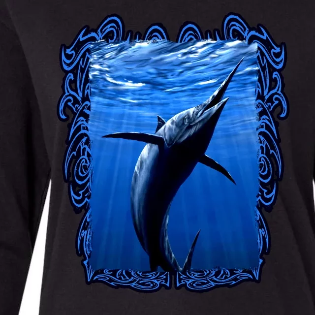 Blue Marlin Underwater Womens Cotton Relaxed Long Sleeve T-Shirt