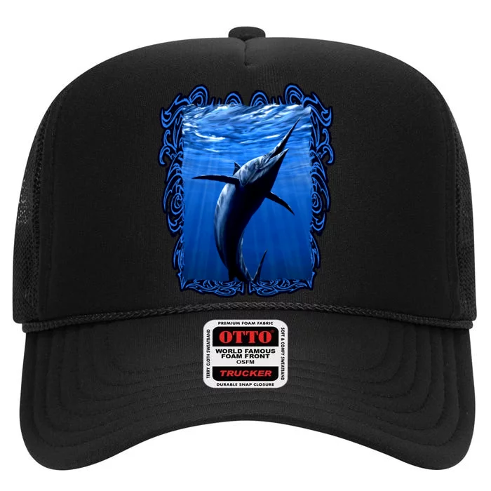 Blue Marlin Underwater High Crown Mesh Trucker Hat