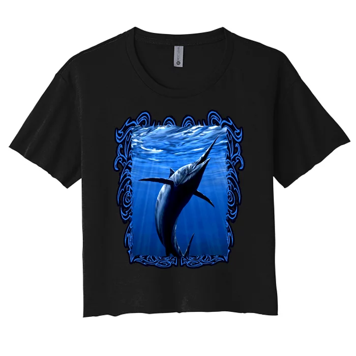 Blue Marlin Underwater Women's Crop Top Tee