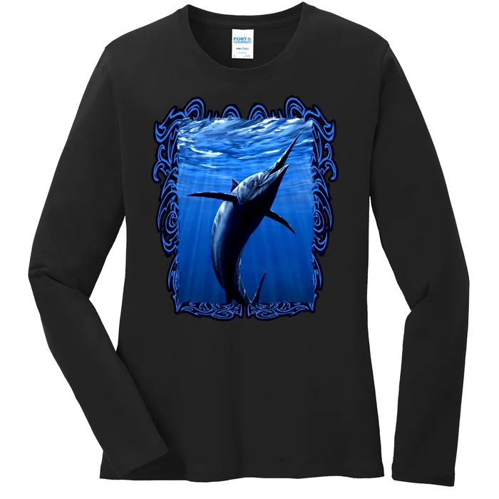 Blue Marlin Underwater Ladies Long Sleeve Shirt