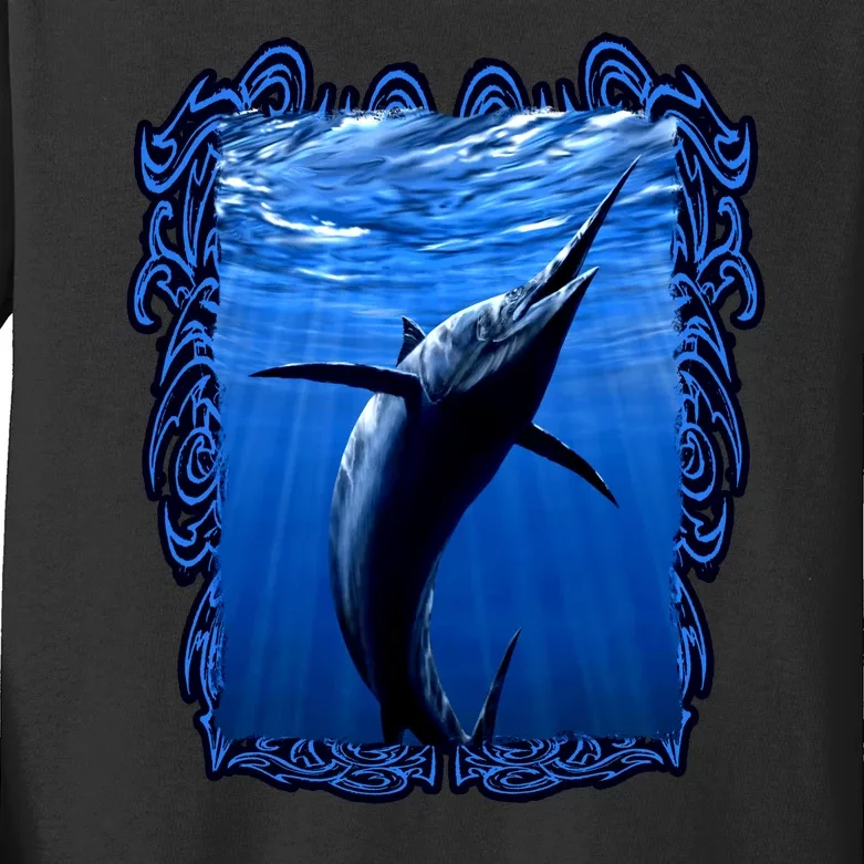 Blue Marlin Underwater Kids Long Sleeve Shirt