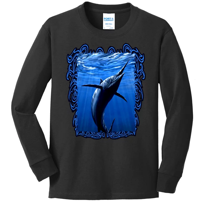 Blue Marlin Underwater Kids Long Sleeve Shirt