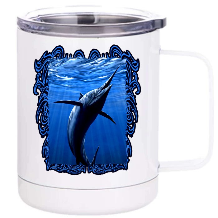 Blue Marlin Underwater Front & Back 12oz Stainless Steel Tumbler Cup