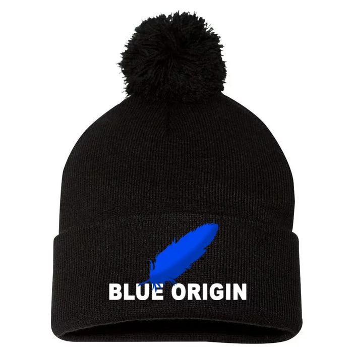 Blue Origin Feather Logo Pom Pom 12in Knit Beanie