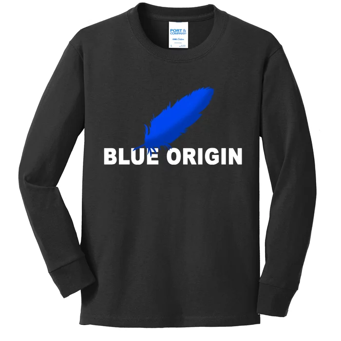 Blue Origin Feather Logo Kids Long Sleeve Shirt