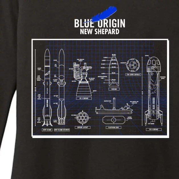 Blue Origin New Shepard Spaceship Blueprints Womens CVC Long Sleeve Shirt