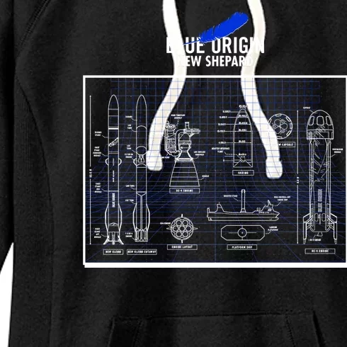 Blue Origin New Shepard Spaceship Blueprints Women's Fleece Hoodie