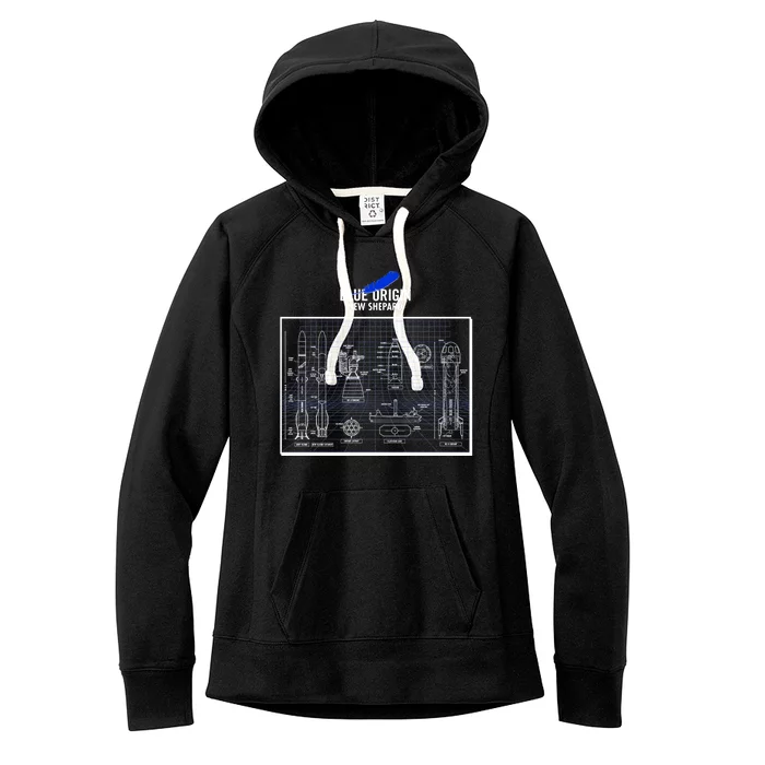 Blue Origin New Shepard Spaceship Blueprints Women's Fleece Hoodie