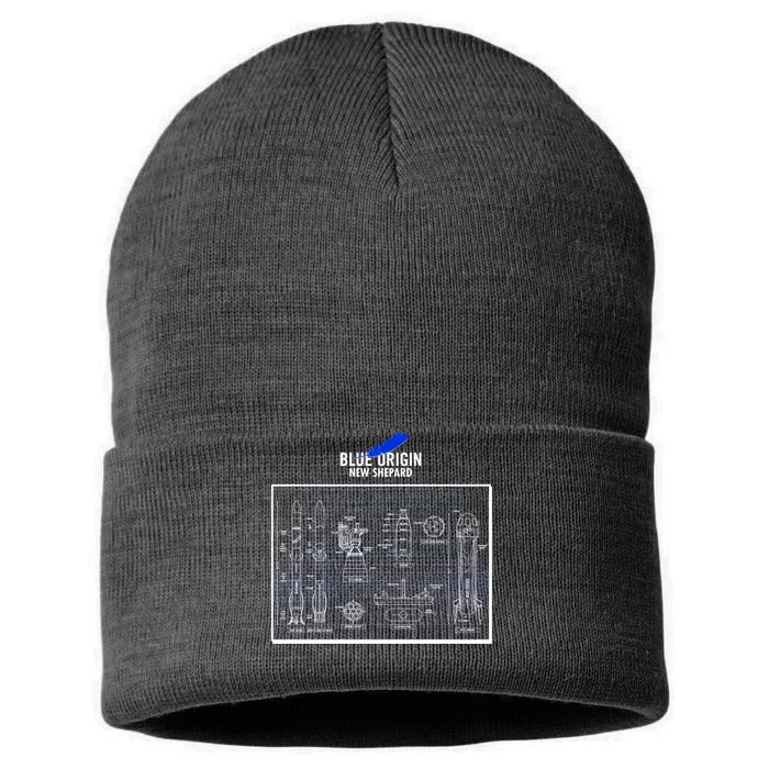 Blue Origin New Shepard Spaceship Blueprints Sustainable Knit Beanie