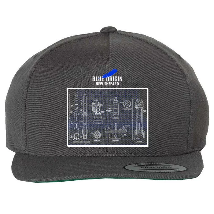 Blue Origin New Shepard Spaceship Blueprints Wool Snapback Cap