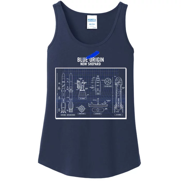 Blue Origin New Shepard Spaceship Blueprints Ladies Essential Tank