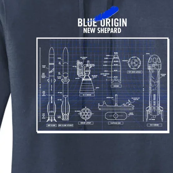 Blue Origin New Shepard Spaceship Blueprints Women's Pullover Hoodie