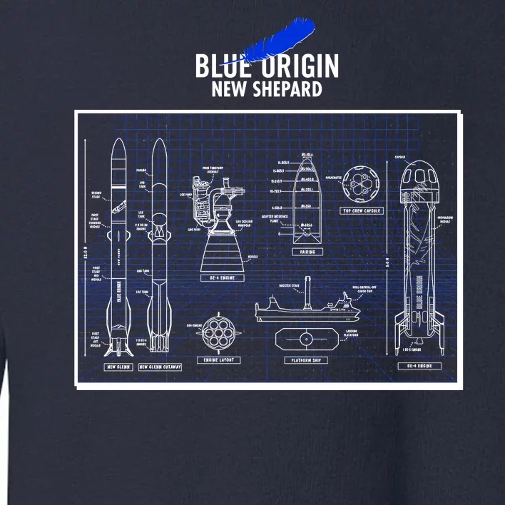 Blue Origin New Shepard Spaceship Blueprints Toddler Sweatshirt