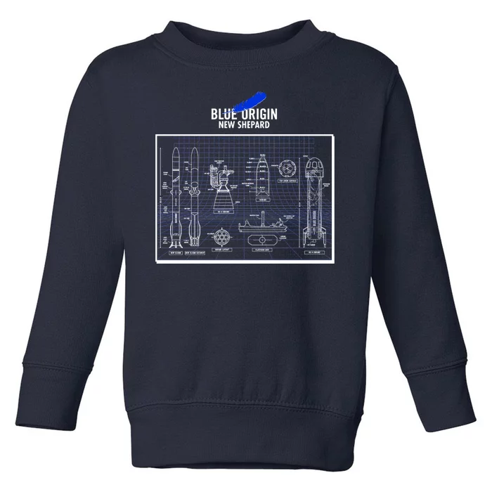 Blue Origin New Shepard Spaceship Blueprints Toddler Sweatshirt