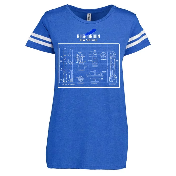 Blue Origin New Shepard Spaceship Blueprints Enza Ladies Jersey Football T-Shirt