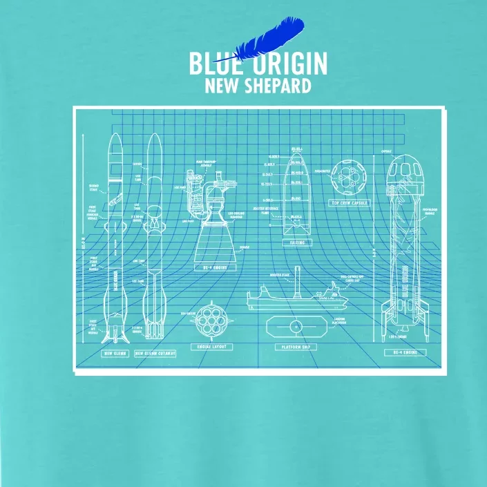 Blue Origin New Shepard Spaceship Blueprints ChromaSoft Performance T-Shirt