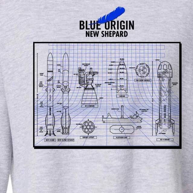 Blue Origin New Shepard Spaceship Blueprints Cropped Pullover Crew