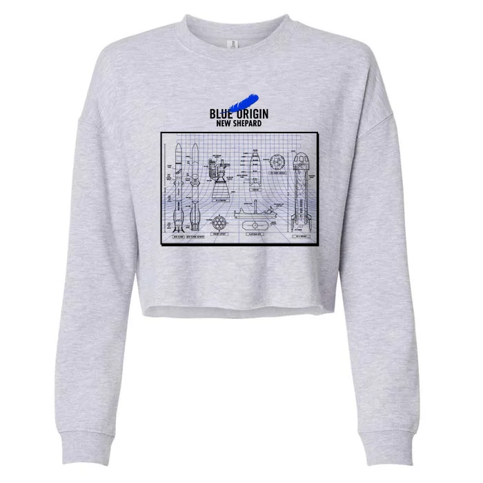 Blue Origin New Shepard Spaceship Blueprints Cropped Pullover Crew