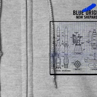 Blue Origin New Shepard Spaceship Blueprints Full Zip Hoodie