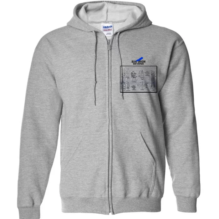 Blue Origin New Shepard Spaceship Blueprints Full Zip Hoodie