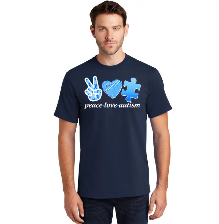 Blue Peace Love Autism Tall T-Shirt