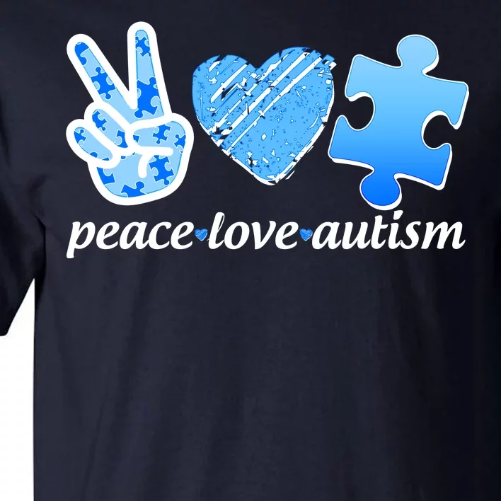 Blue Peace Love Autism Tall T-Shirt