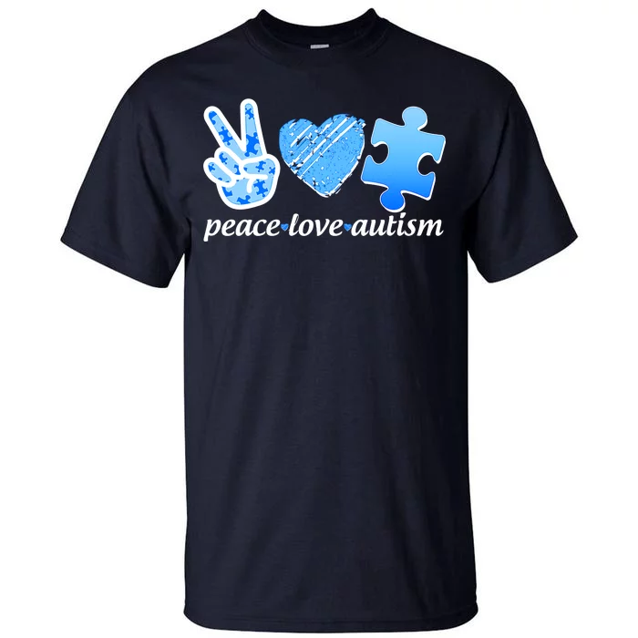 Blue Peace Love Autism Tall T-Shirt