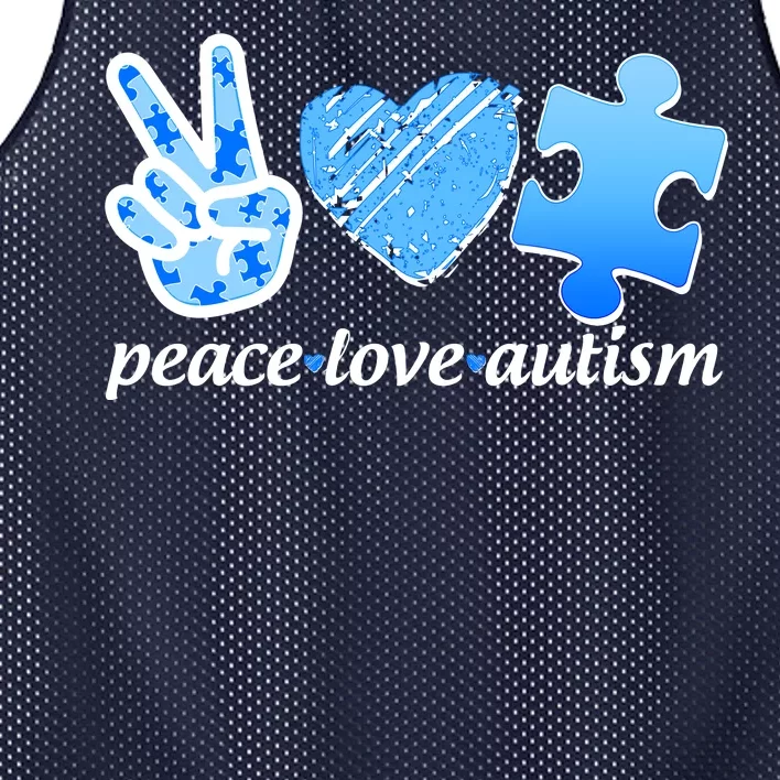 Blue Peace Love Autism Mesh Reversible Basketball Jersey Tank