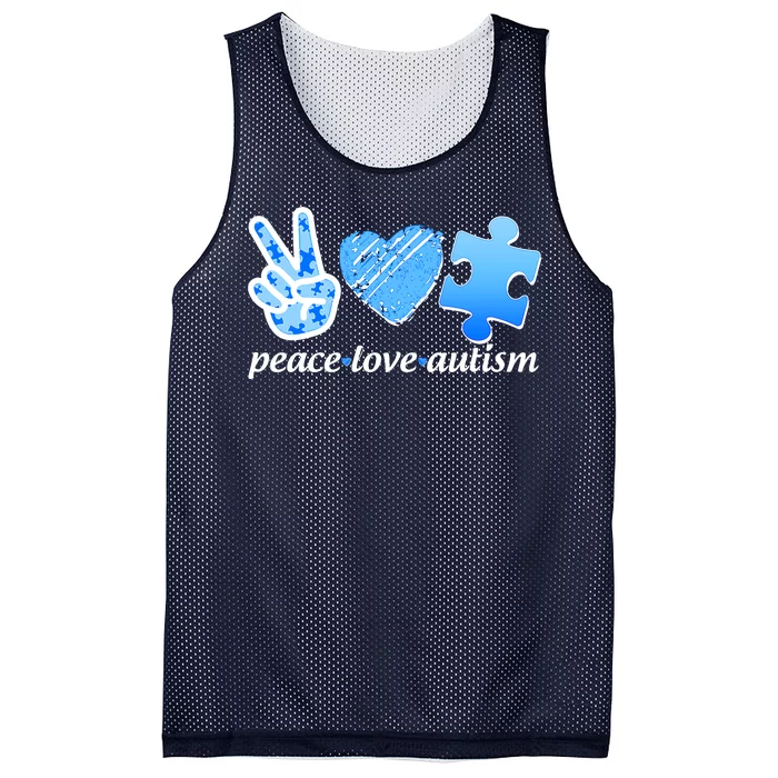 Blue Peace Love Autism Mesh Reversible Basketball Jersey Tank