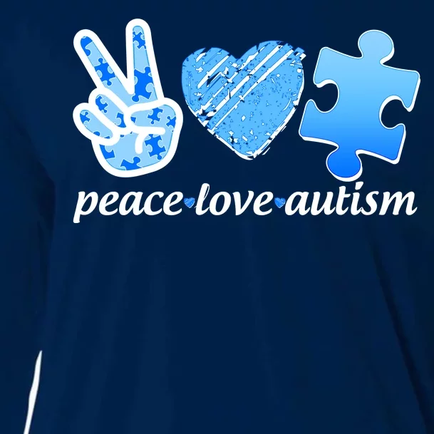 Blue Peace Love Autism Cooling Performance Long Sleeve Crew