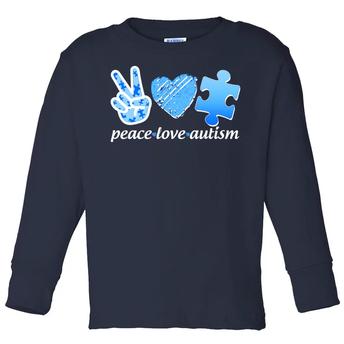 Blue Peace Love Autism Toddler Long Sleeve Shirt