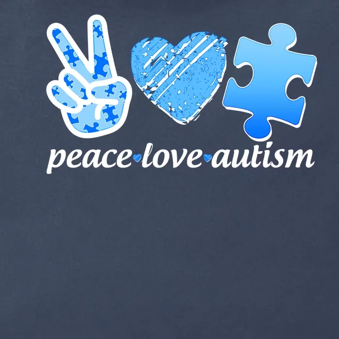 Blue Peace Love Autism Zip Tote Bag