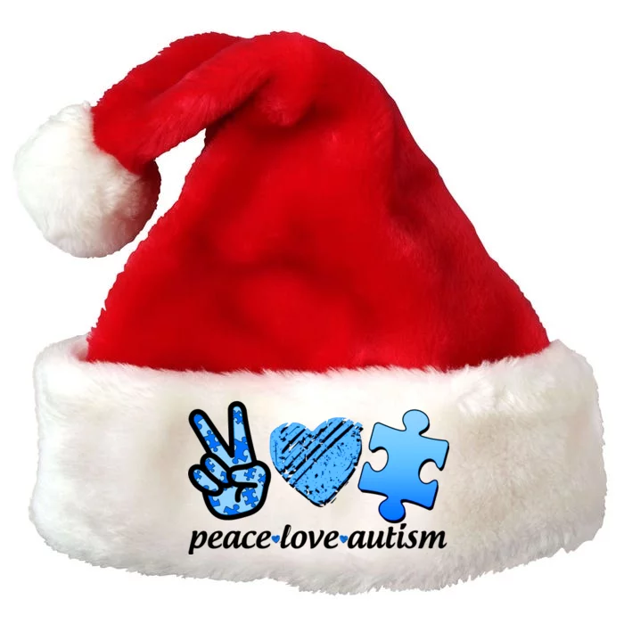 Blue Peace Love Autism Premium Christmas Santa Hat